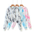 Cropped Hoodies Sweatshirts Vintage TRAF Pullovers Tie-Dye-Print Long-Sleeve Female Women Fashion